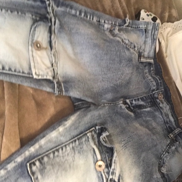 Distressed denim style biker skinny’s - Picture 1 of 3